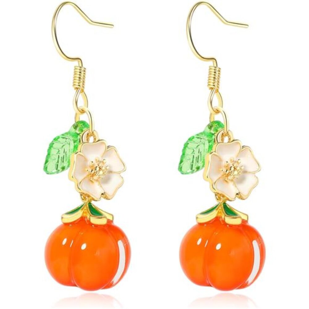 Persimmon Charm Drop Earrings | Elegant & Playful Statement Jewelry